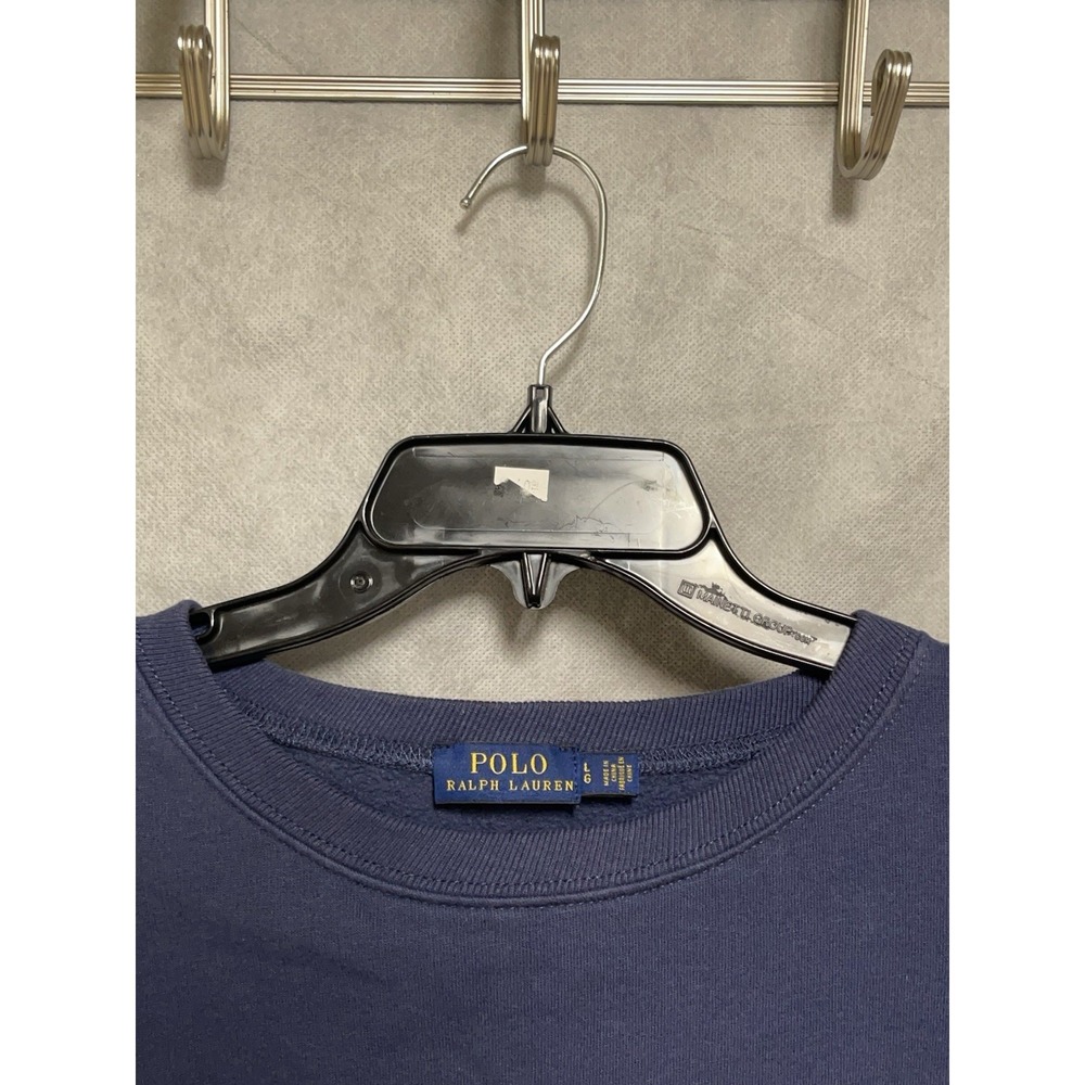 Polo Ralph Lauren Sweater Men L Blue Spell Out Sweatshirt Pullover Casual Hybrid - Picture 6 of 8